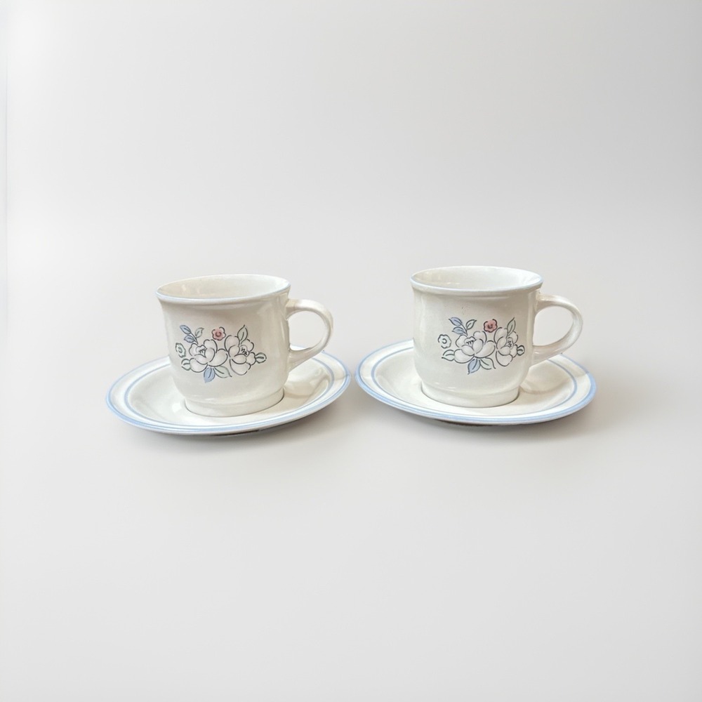 Vintage Chantilly Japan Tea Cup & Saucer Set 2 Floral Cottagecore Farmhouse Chic